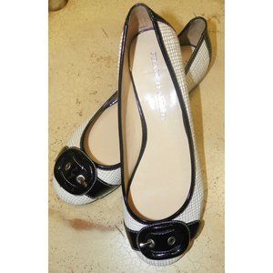 NIB FRANCO SARTO L-JUMP WH/BLK PAGLIA FLATS  8.5M